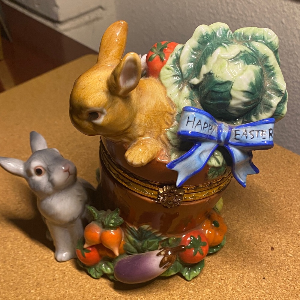 Happy Easter Bunny Decor Trinket Box